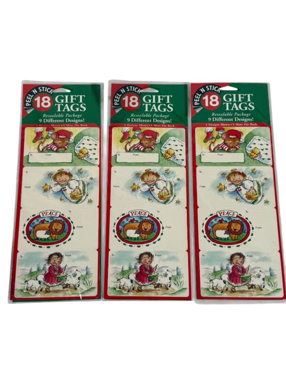 Vintage Christmas Gift Tags Paper Magic Group Peel N Stick 18 per Pack Lot of 3